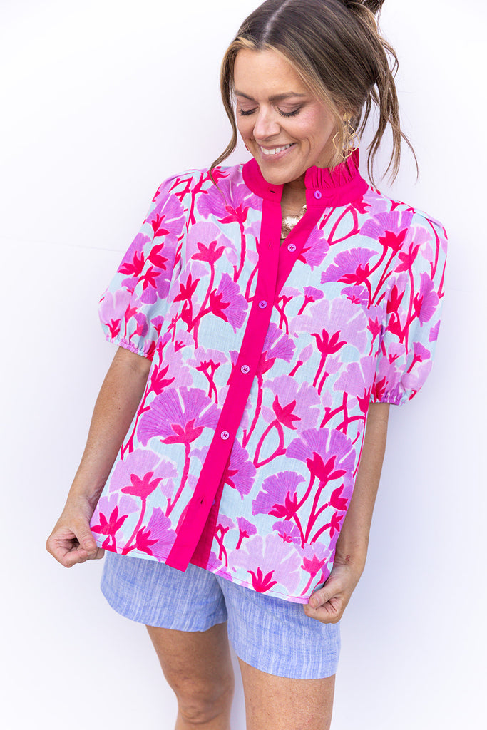 Why Don't You Stay Blouse - Lavender Combo