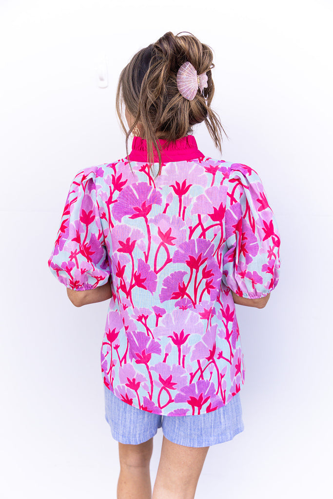 Why Don't You Stay Blouse - Lavender Combo