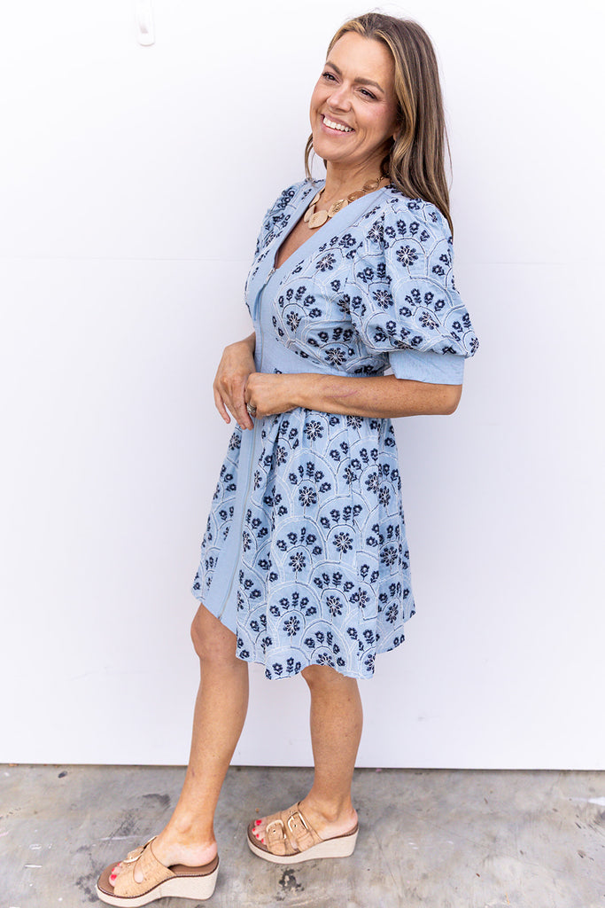 I Won't Back Down Mini Dress - LT. Blue