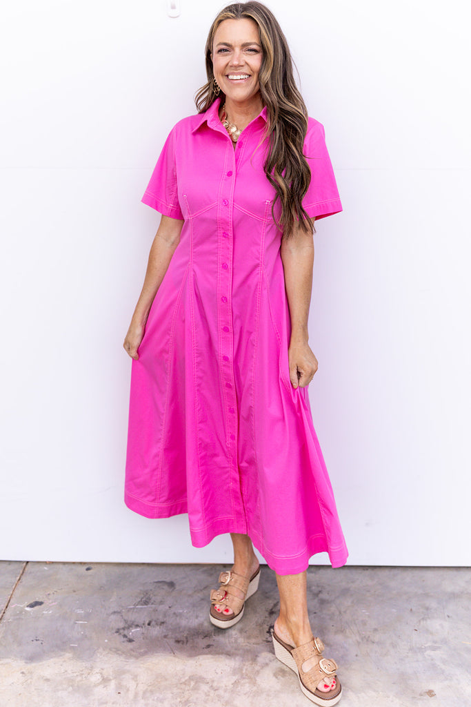 Table For Two Midi Dress - Pink