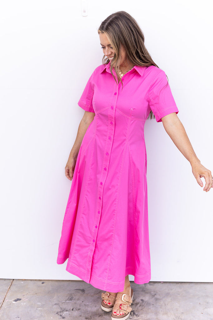 Table For Two Midi Dress - Pink