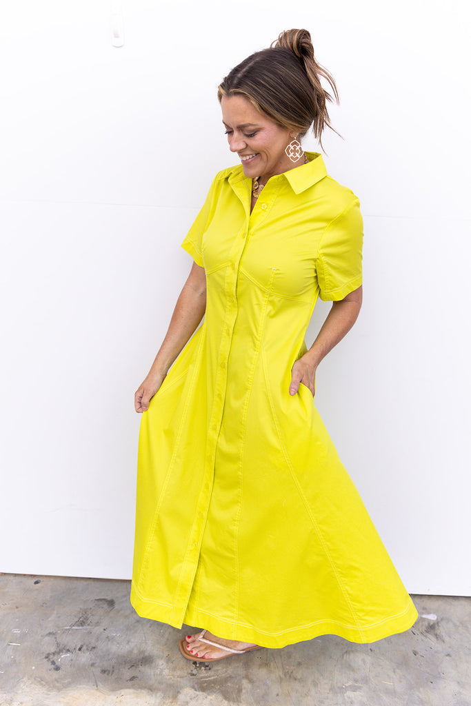 Table For Two Midi Dress - Gold Kiwi