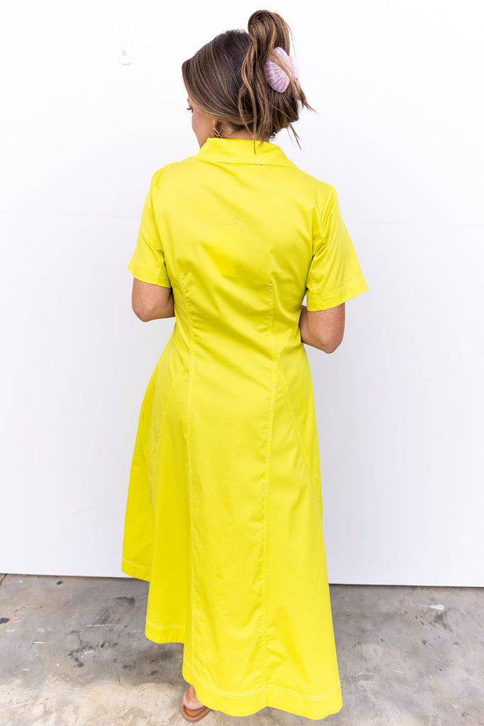 Table For Two Midi Dress - Gold Kiwi