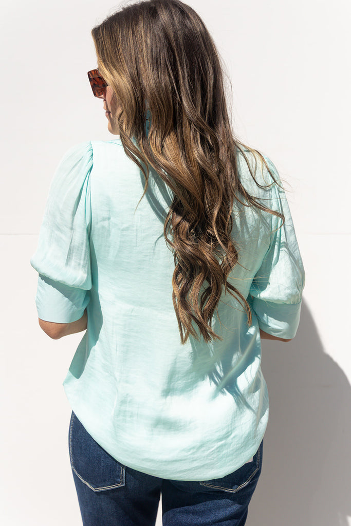 Everything In Between Blouse - Fair Aqua