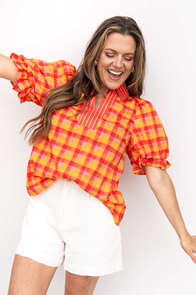 First Rodeo Blouse - Tangerine