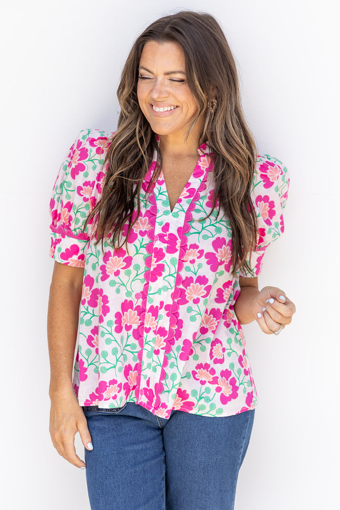 Featherington Blouse -Pink