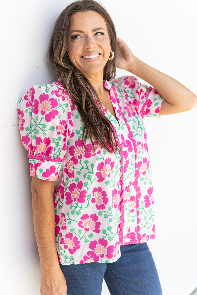 Featherington Blouse -Pink