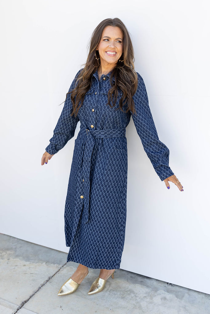 Blue Skies Belted Dress