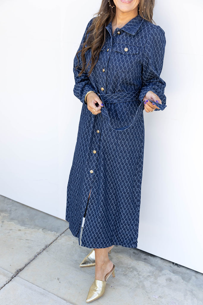 Blue Skies Belted Dress