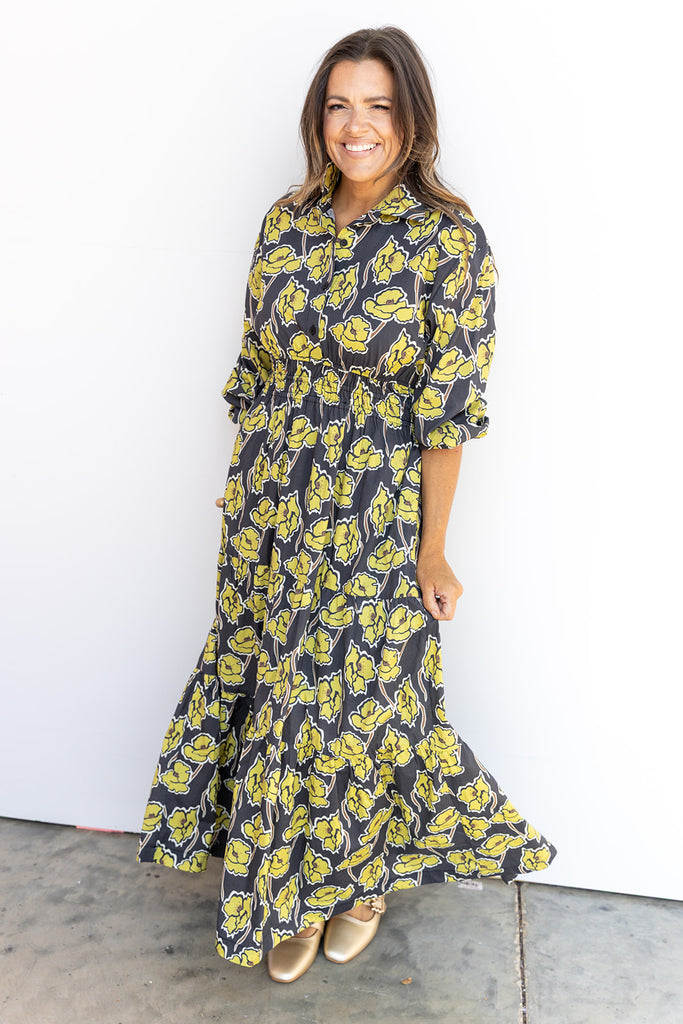 Citrus Petals Midi Dress