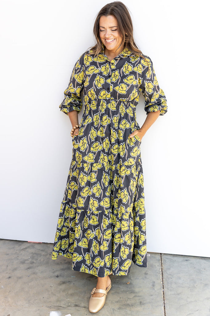 Citrus Petals Midi Dress