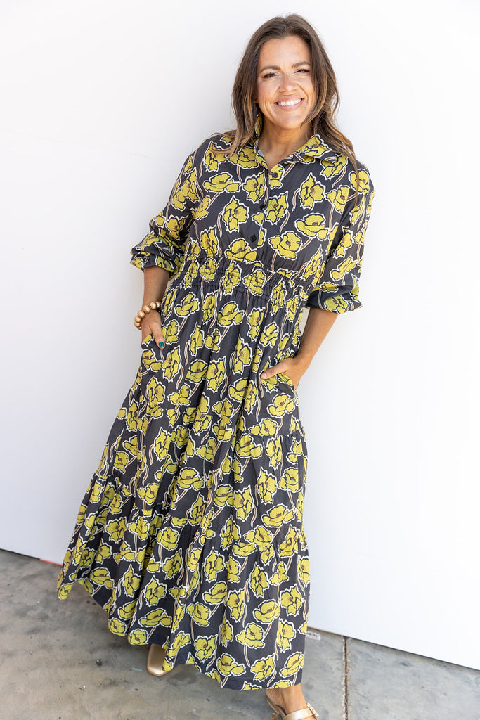 Citrus Petals Midi Dress
