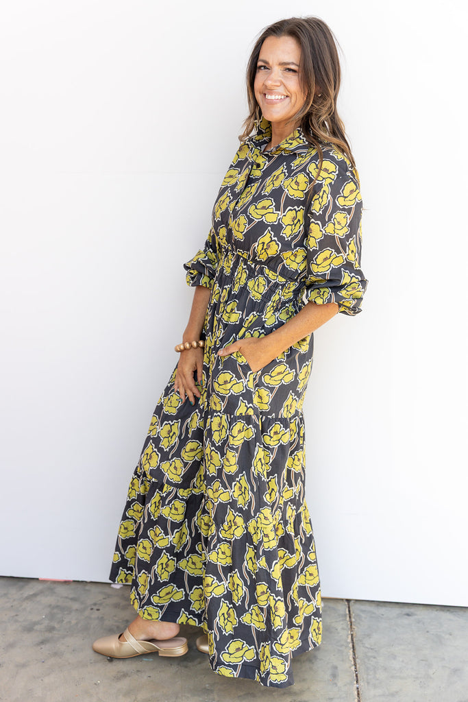Citrus Petals Midi Dress