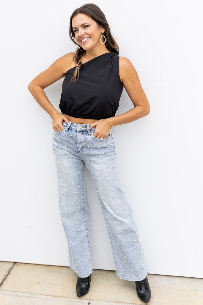 Polished in Pearls High Rise Denim