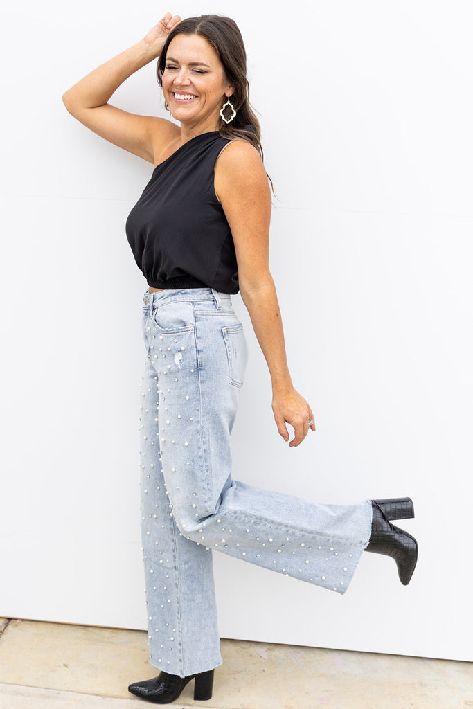 Polished in Pearls High Rise Denim