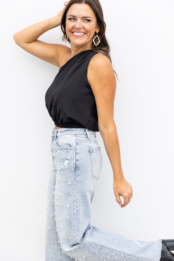 Polished in Pearls High Rise Denim