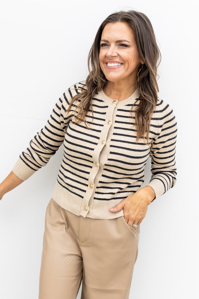 Flirty striped cardigan - Khaki