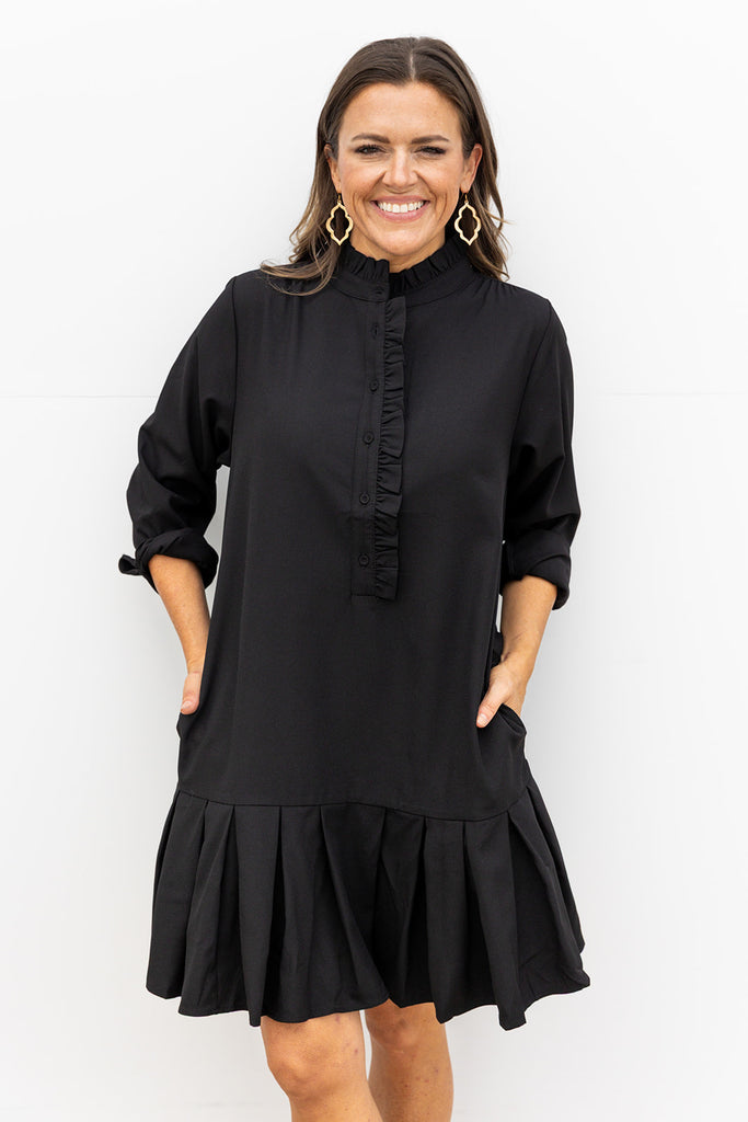 Pleated Hem Dress - Black