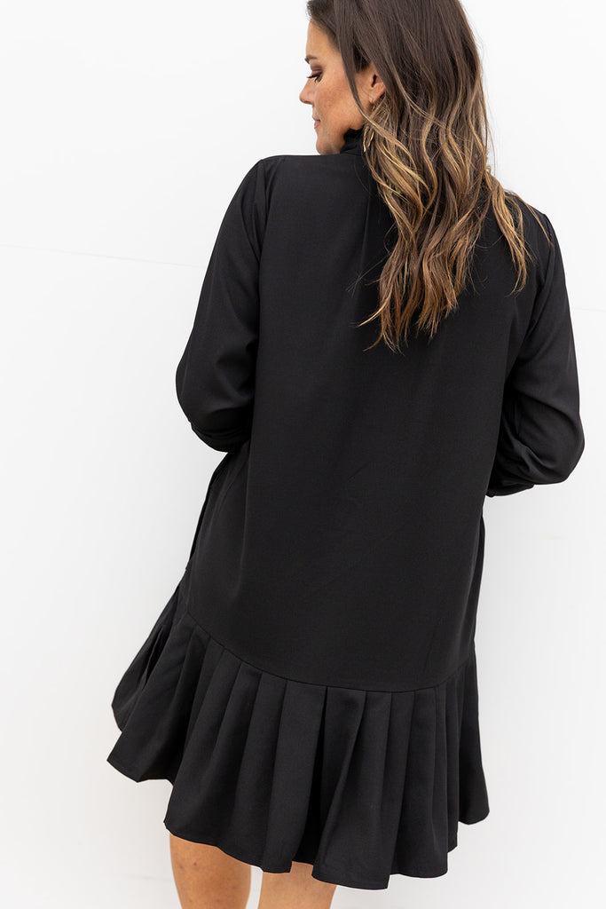 Pleated Hem Dress - Black