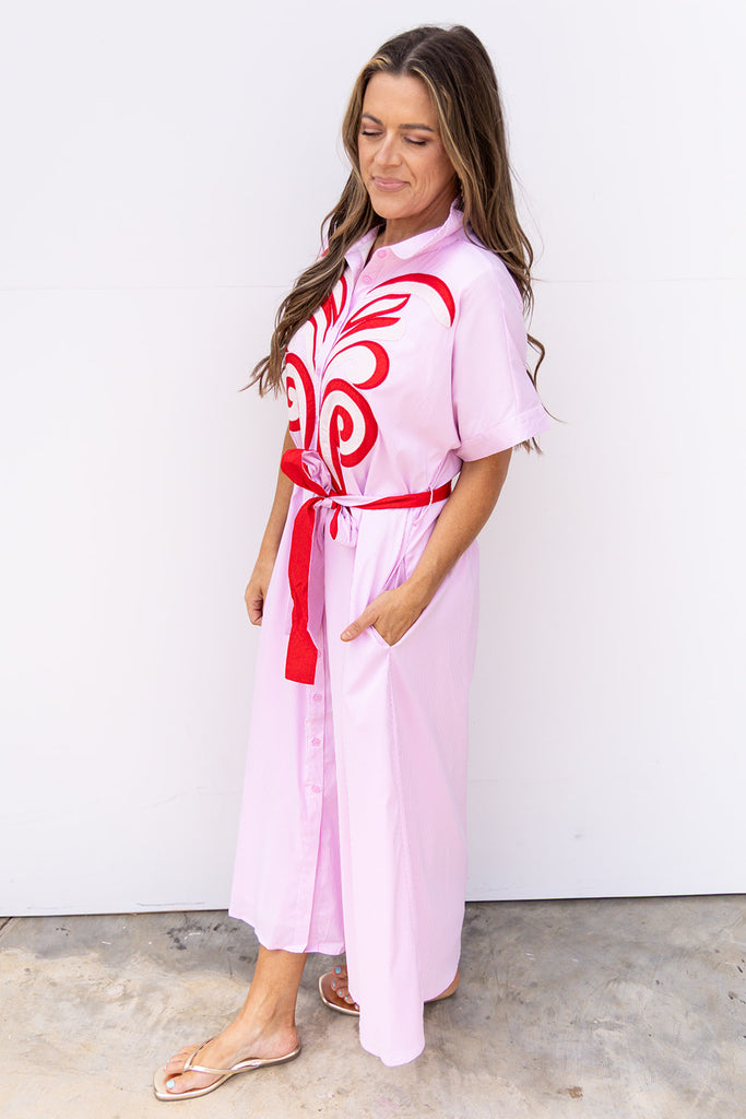 Little More Summertime Midi Dress - Baby Pink