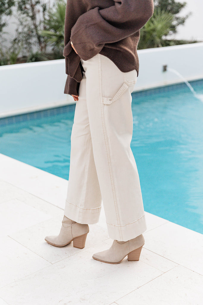 Khaki Tummy Control High Rise Crop Wide - Risen