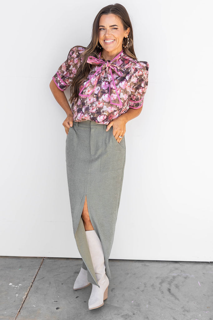 Move Over Mauve Floral Blouse