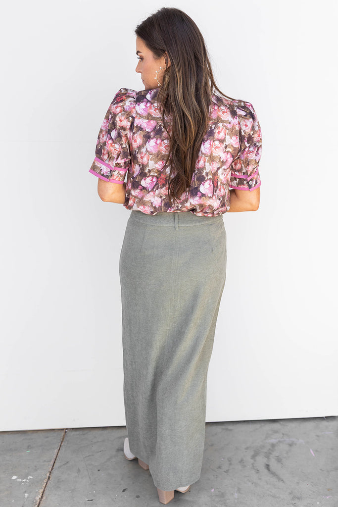 Move Over Mauve Floral Blouse