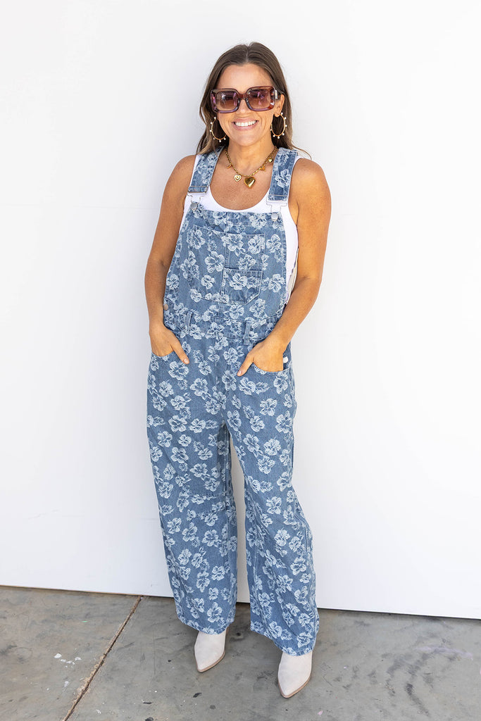 Fab Floral Denim Overalls