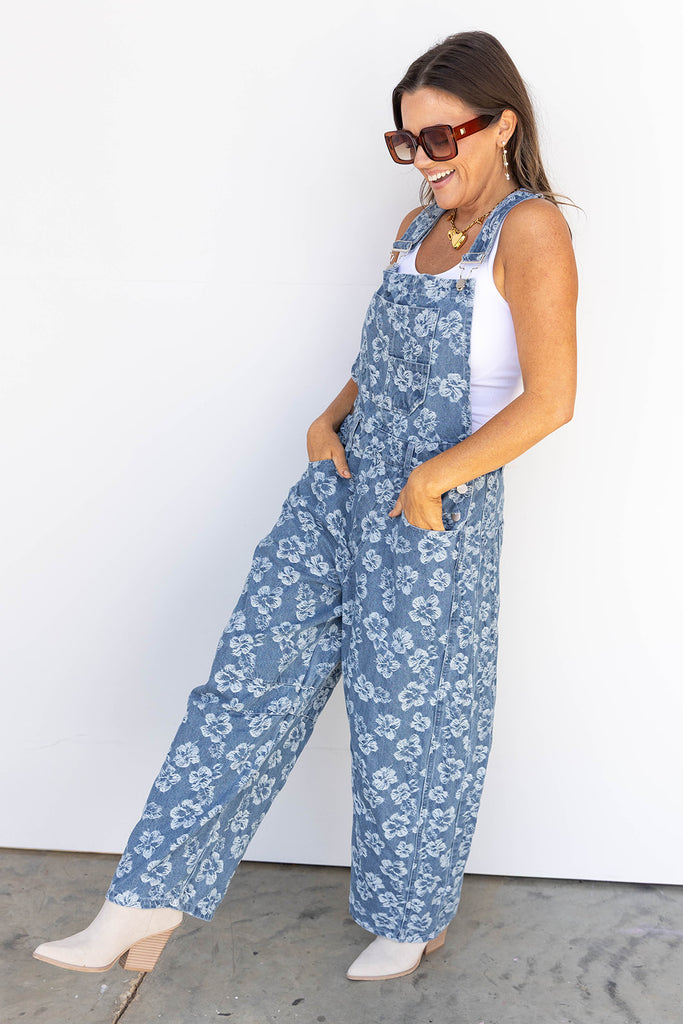 Fab Floral Denim Overalls