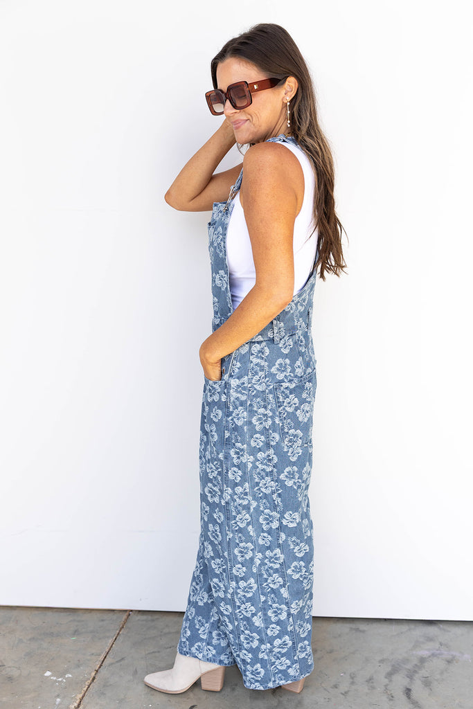 Fab Floral Denim Overalls