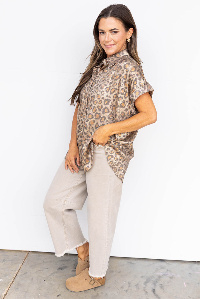 Leopard Office Hours Blouse - Gold