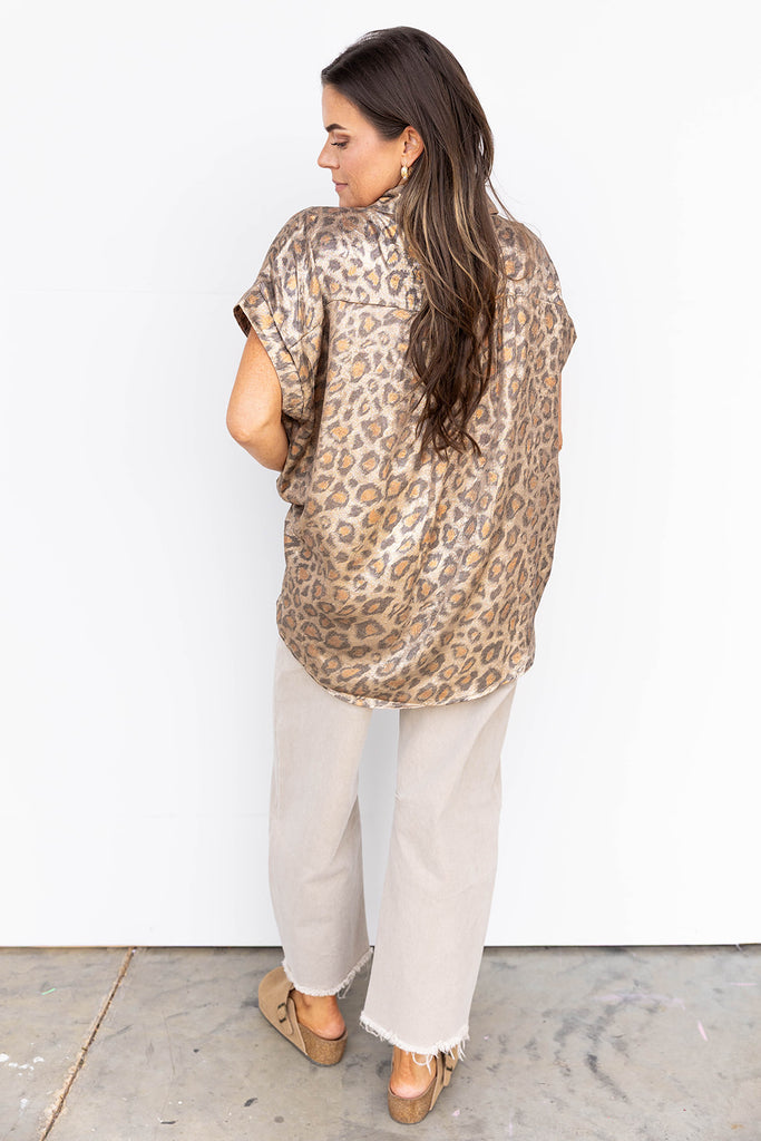 Leopard Office Hours Blouse - Gold