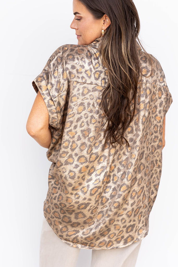 Leopard Office Hours Blouse - Gold