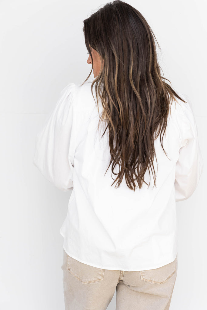 Right by the Ruffles Button Down Top- White