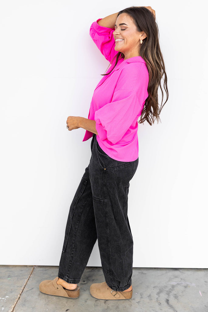 Vintage Wash Black Barrel Denim