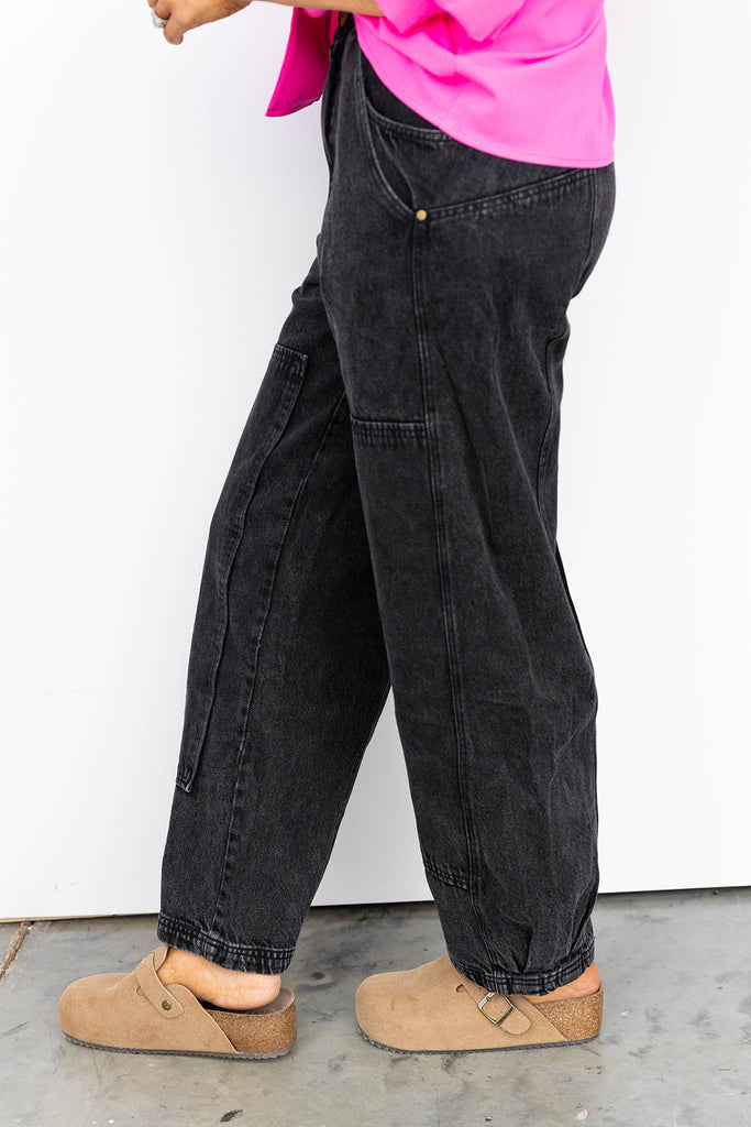 Vintage Wash Black Barrel Denim