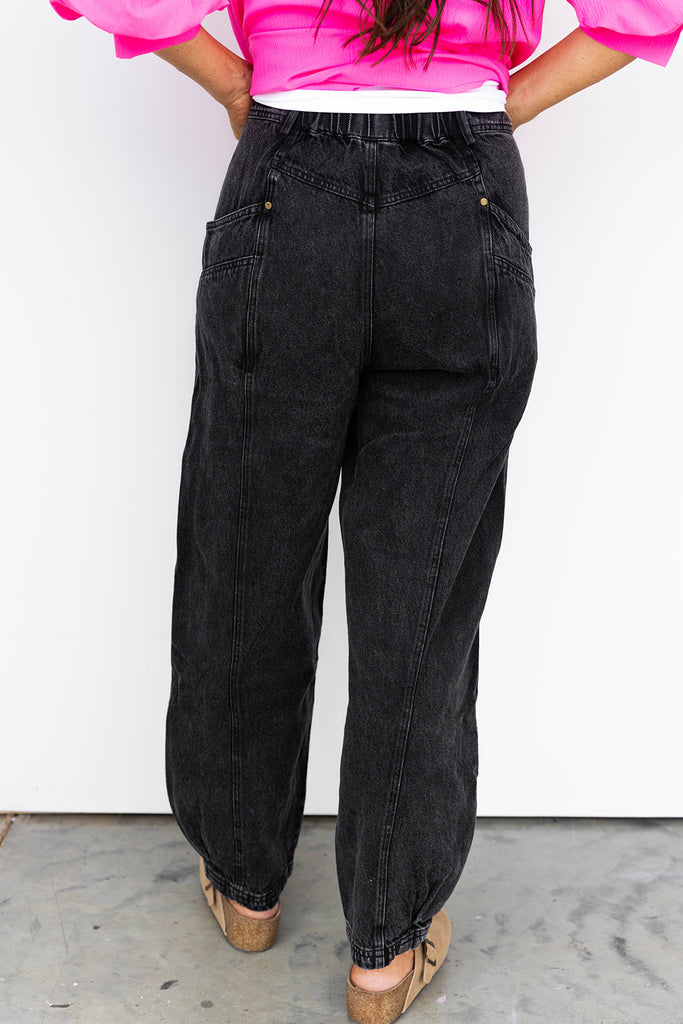 Vintage Wash Black Barrel Denim