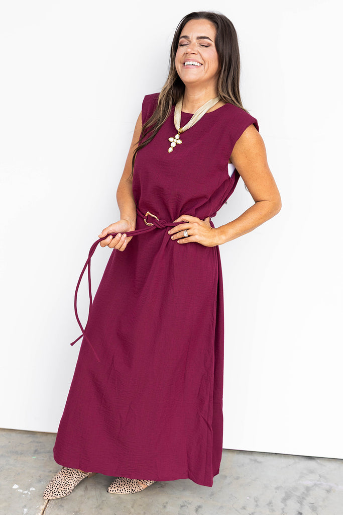 Just for tonight midi Dress -Maroon