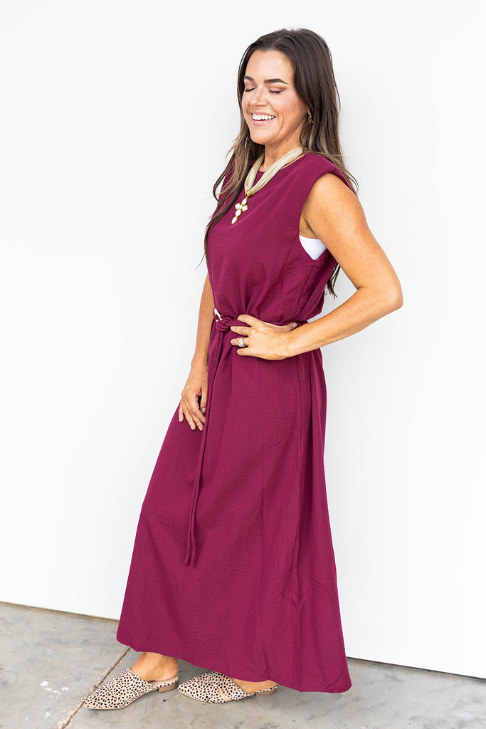 Just for tonight midi Dress -Maroon