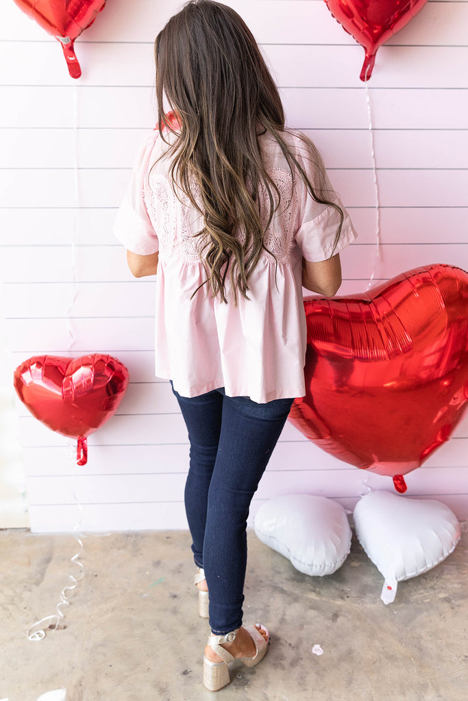 Up Town Chic Blouse- Baby Pink