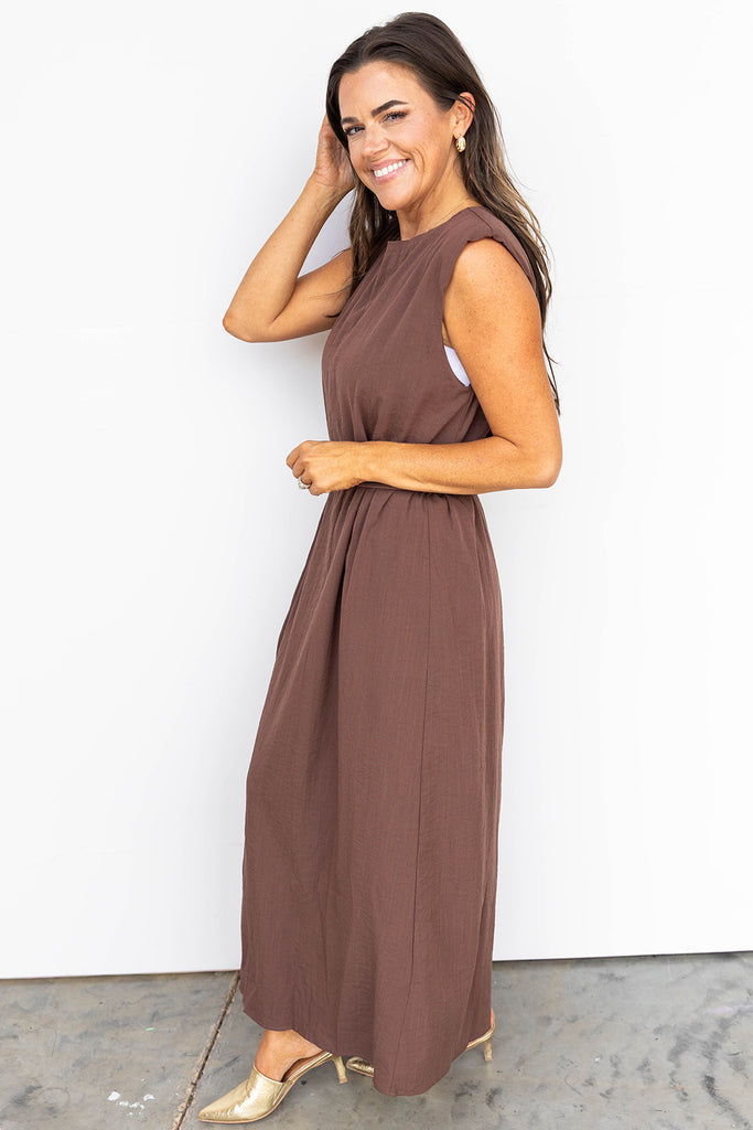 Just for tonight midi Dress -Brown
