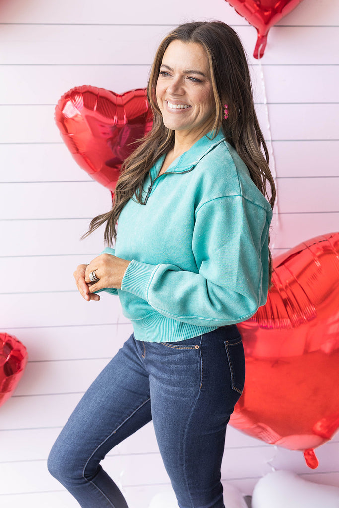 Walk This Way Pullover - Turquoise