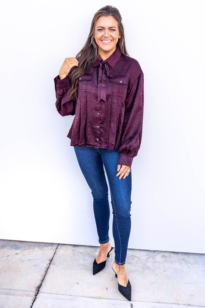 Let Tie this Up Blouse - Wine