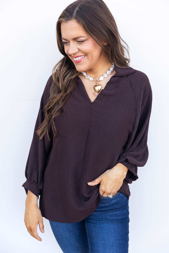 In The City Blouse- Chocolate