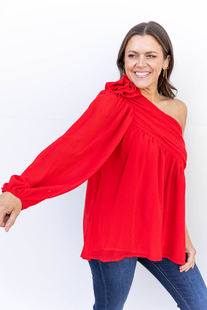 Rose & Pose Blouse - Red