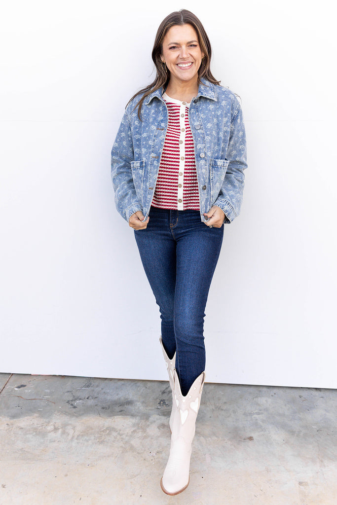 Flower Child Denim Jacket - Denim