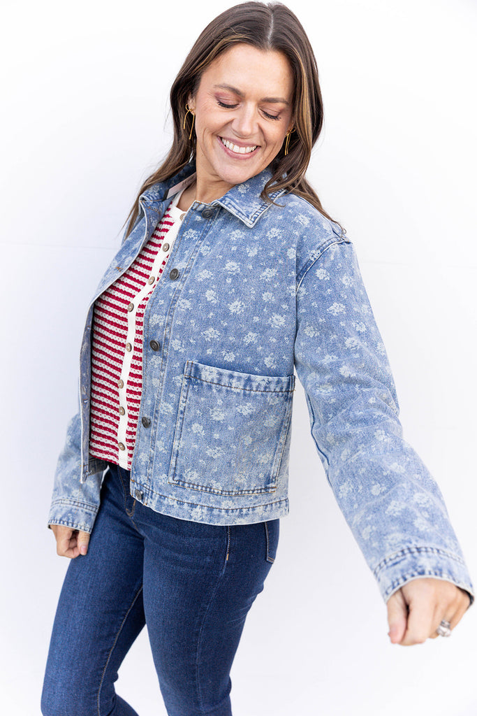Flower Child Denim Jacket - Denim