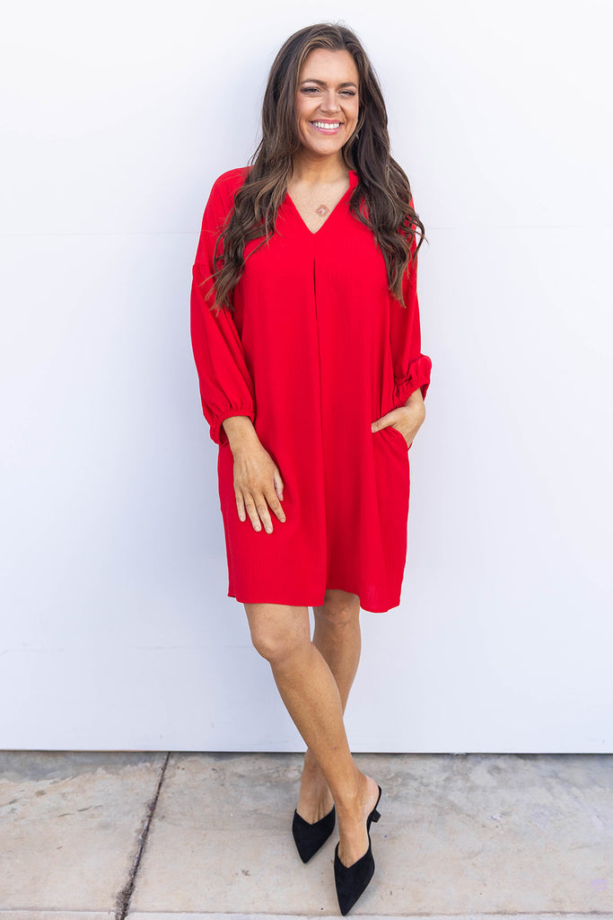 Shifting into the Holidaze Dress - Red