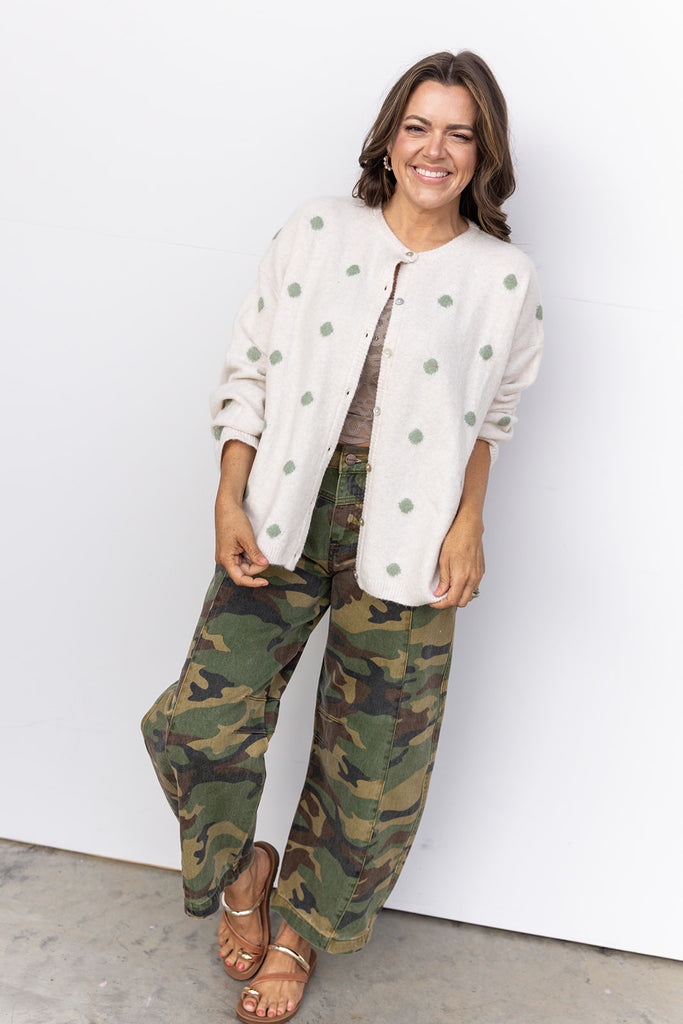 Choosin' Texas Cardigan - Ivory / Sage