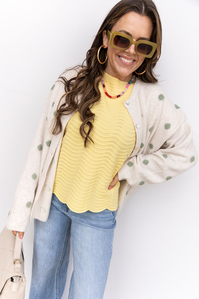 Choosin' Texas Cardigan - Ivory / Sage